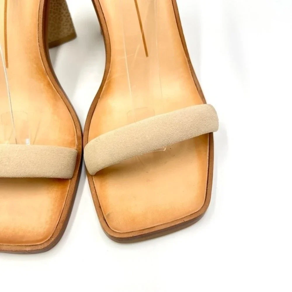 Dolce Vita Suede Size 8‎ Leather Beige Tan Leopard Print Open Toe Heels Sandals